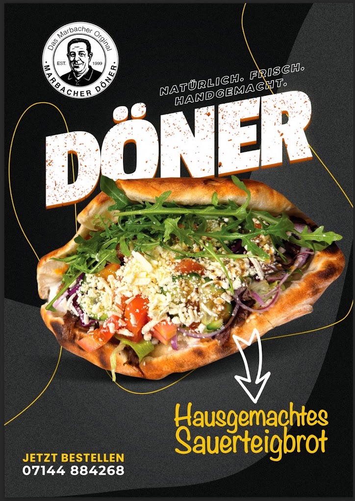 Marbacher Döner Plakat – Döner im hausgemachten Sauerteigbrot